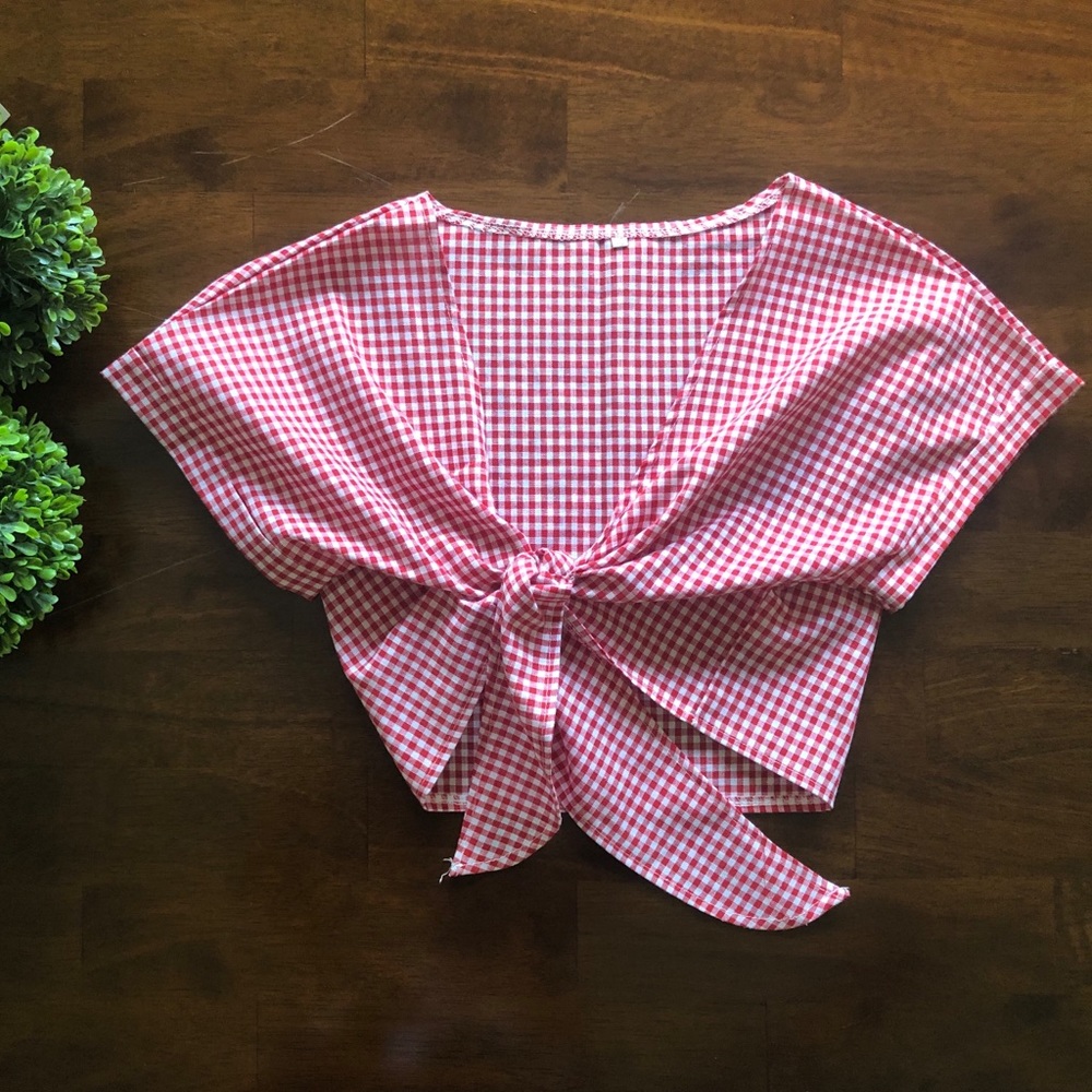 Red & White Gingham Top - Picture 1 of 4